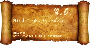 Mihályka Oszkár névjegykártya